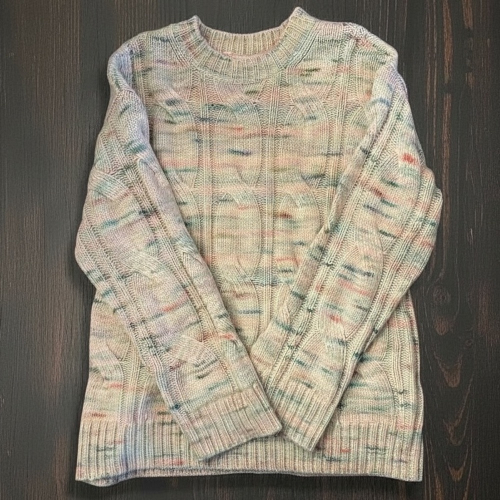 American Eagle Outfitters | Cream Multicolor Whoa So Soft Cable Knit Sweater